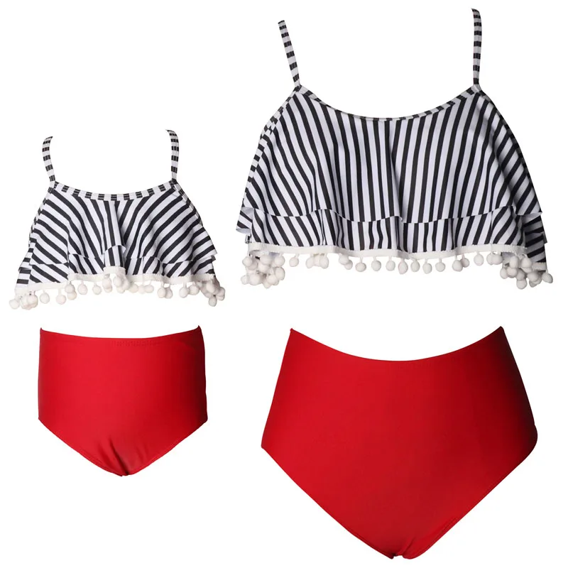 2021 Summer Family Matching Swimwear Mother Daughter Swimsuit Mommy And Me Bikini Clothes Look Mom Bathing Suit | Мать и ребенок