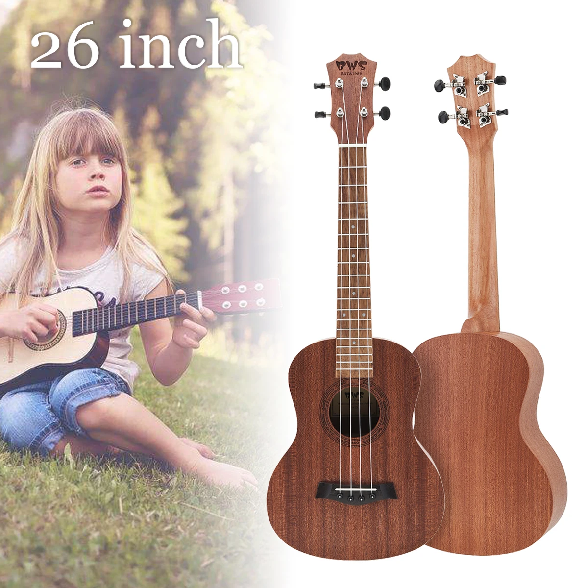21 / 23 / 26 Inch Ukulele 4 Nylon Strings Musical Instruments Mahogany Hawaiian Tenor Ukulele Acoustic Cutaway Guitar
