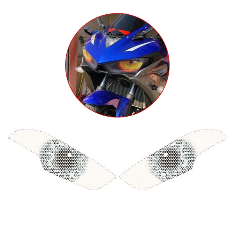 

Motorcycle 3D Front Fairing Headlight Sticker Guard For Y-amah YZF-R3 YZF-R25 57BA