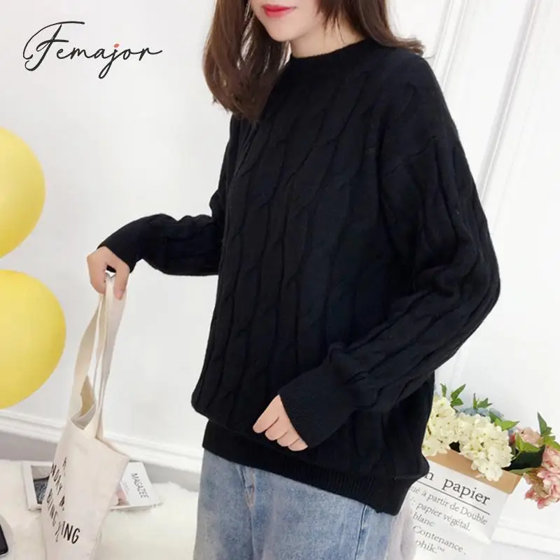 Женские однотонные пуловеры Осень-зима 2019 вязаные топы с длинным рукавом женские