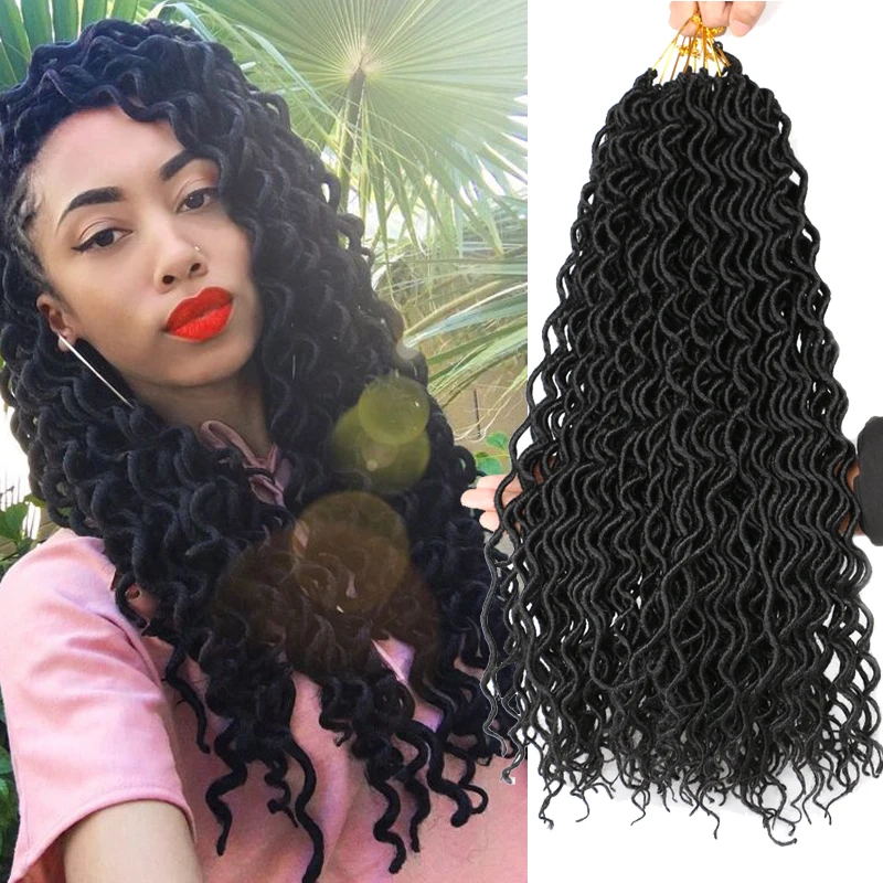 

Удлинитель волос Deep culry locs, 18 дюймов, 24 пряди, вязанные косички для волос