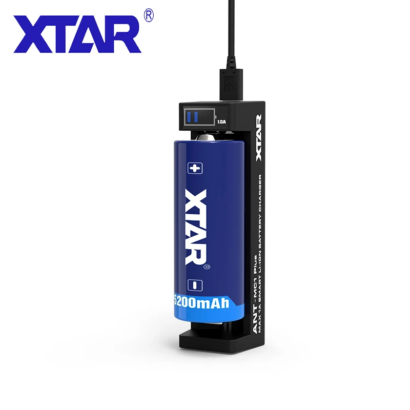 

XTAR USB CHARGER MC1 PLUS Charging Current 0.5A 1A 3.6V/3.7V Li-ion Battery 10400-26650 18650 20700 21700 LCD Battery Charger