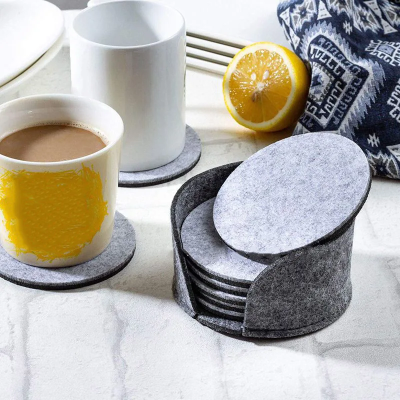 

8pcs Round Felt Insulation Pad Water Absorption Glass Cups Table Bowl Mat Nonslip Heat Protection Tea Coffee Insulation Cup Mat