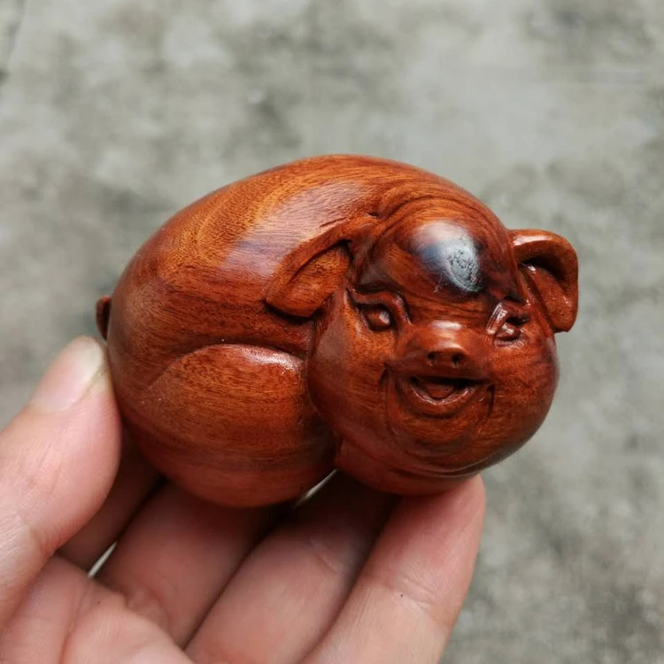 Искусственная резьба по дереву улыбающаяся свинья зодиака украшения для резьбы