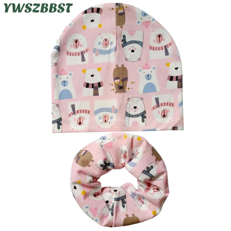 

New Autumn Winter Cotton Baby Hat Warm Beanies for Boys Girls Outdoor Kids Head Cover Neck Collar Children Hat Scarf Set