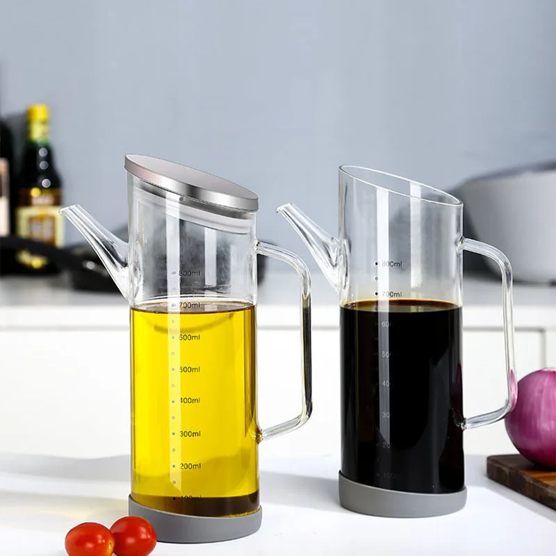 

800ml Glass Spice Jar Seasoning Storage Box Container Kitchen Accessories Oil Can Vinegar Soy Sauce Bottle Holder Organization
