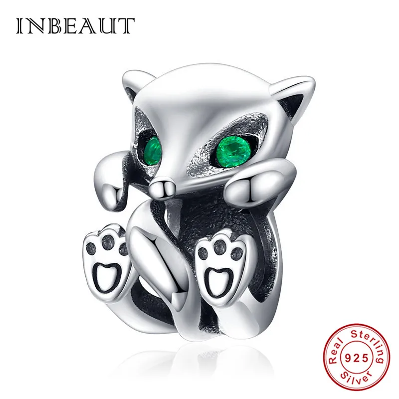 c11290 Браслет INBEAUT fit Pandora, серебро 925,, коала, кошка, лиса, бульдог, подвески, слон, лиса, собака, кролик, медведь, бусины, домашнее животное, сделай сам, ювелирное изделие - Окраска металла: c11290