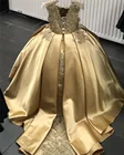 2021 Золотое бальное платье, платья для девочек для конкурса, дня рождения, Детская мода