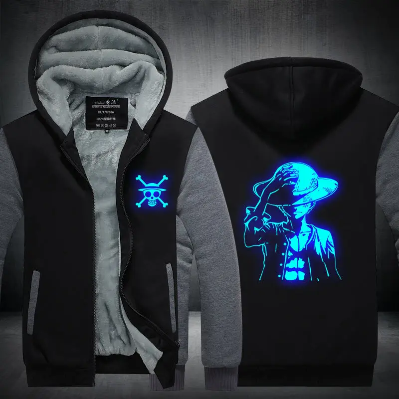 

ACE Monkey D. Luffy Cosplay Costume Hoodies Autumn Tracksuit Sweatshirt Men's Sport Noctilucous Winter Collar Cap Zipper Hoody
