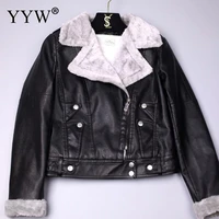women thick faux leather fur coat female motorcycle pu leather jacket warm clothing brand outwear 2021 new autumn winter coats