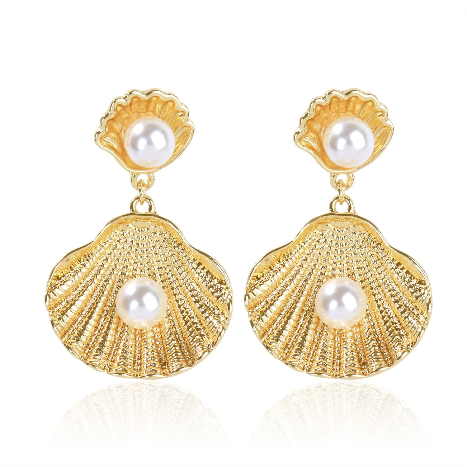 

Earrings New Summer Jewelry Accessories Starfish Conch Pearl Earrings Set Bohemia Gold Color Statement Earrings For Women