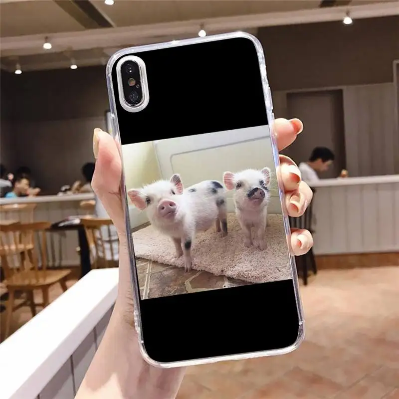 

Funny Cartoon Pig Phone Case Transparent soft For iphone 5 5s 5c se 6 6s 7 8 11 12 plus mini x xs xr pro max