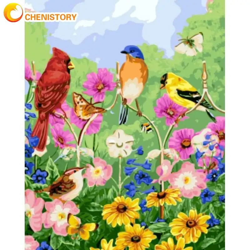 

CHENISTORY Frame Picture Diy Painting By Numbers Kits Birds Animals Acrylic Wall Art Home Decors Coloring By Numbers 60x75cm