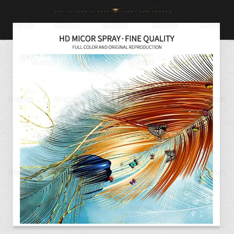 Постер на холсте с изображением листьев гинкго и перьев