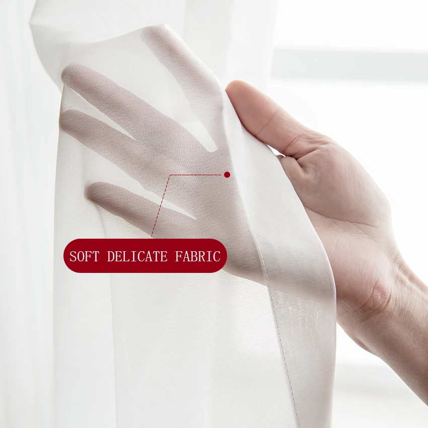 

White Curtain Chiffon Sheer Curtains for Living Room Bedroom Delicate Curtains for Kitchen Wedding Decor Window Treatment Drapes