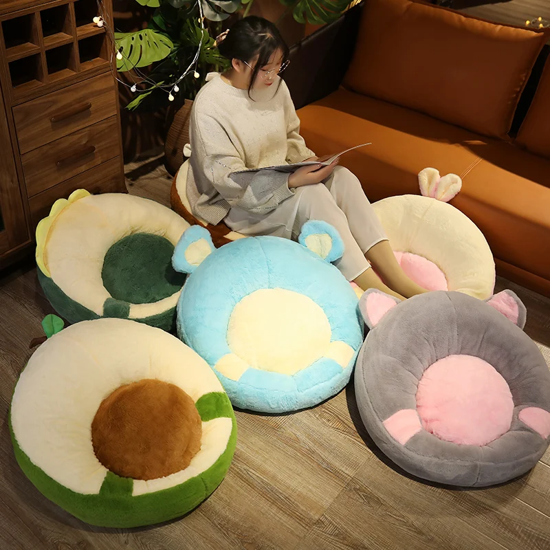 

Soft Stuffed Animals Cat Bear Dinosaur Rabbit Seat Pillow Futon Cushion Bedroom Ground Avocado Mat Cushion Pet Cat Kennel Nest