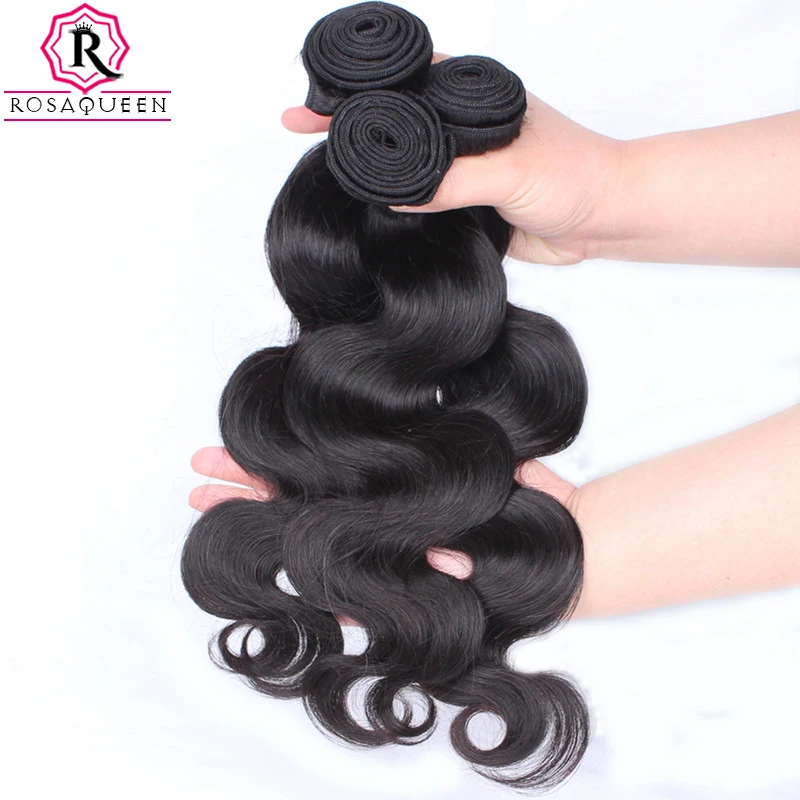 

3pcs Body Wave Bundles 100% Human Virgin Hair Extensions Natural Black Wave Hair Weaves Remy Hair Can Dyed Rosa Queen