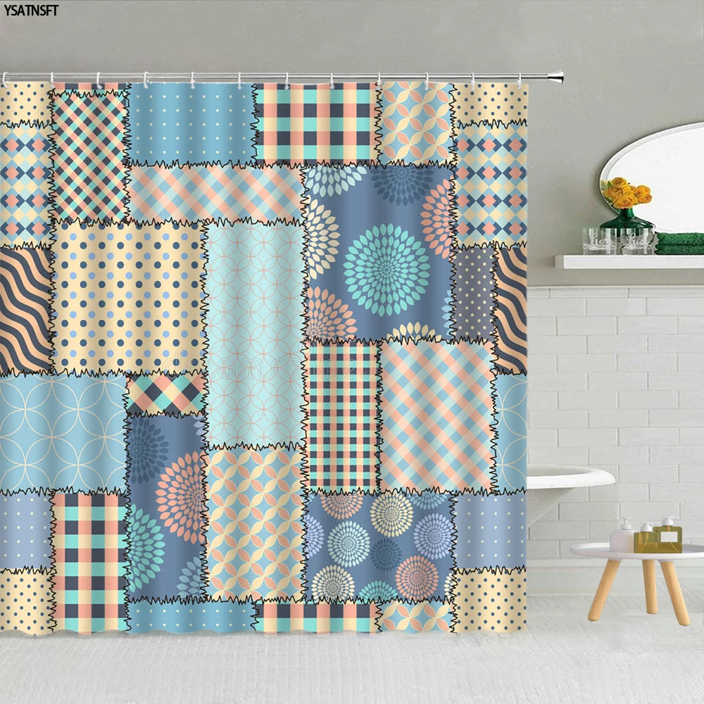 Современная занавеска для душа в виде Куба с геометрическим рисунком 3D полоски