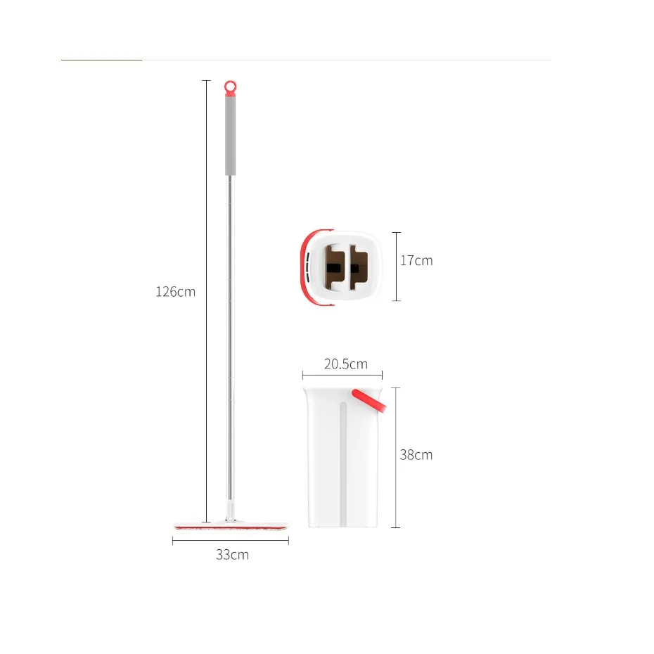 Плоская Швабра Cleanhome с ведром тряпка из микрофибры для мытья деревянного пола без