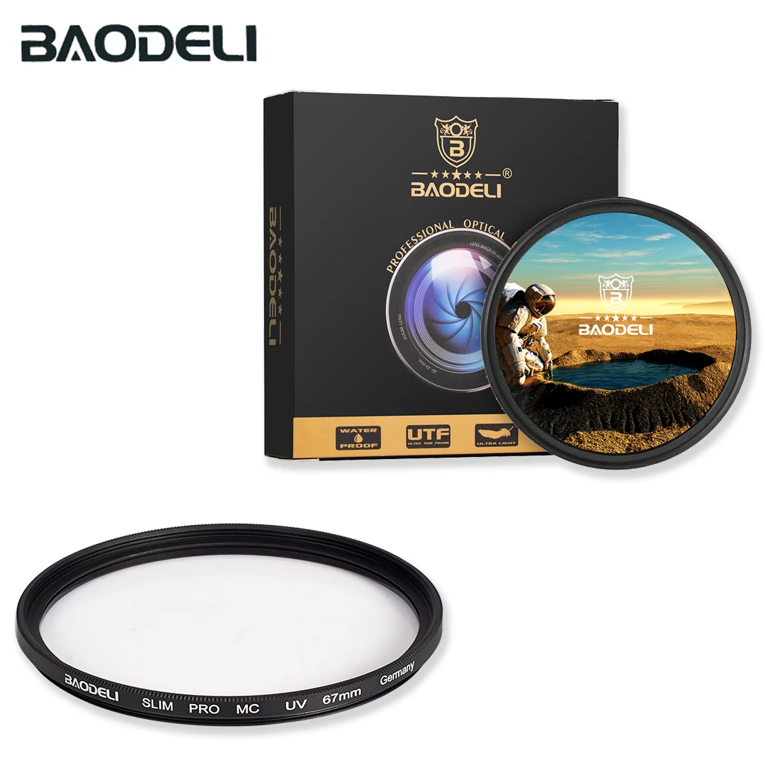 УФ фильтр BAODELI MC 49 52 55 58 67 72 77 82 мм для камеры Canon Eos M50 90d 600d Nikon D3200 D3500 D5100 D5600 Sony