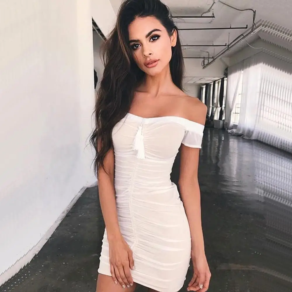 Весеннее и летнее новое черное белое Сетчатое платье с кисточками завязками