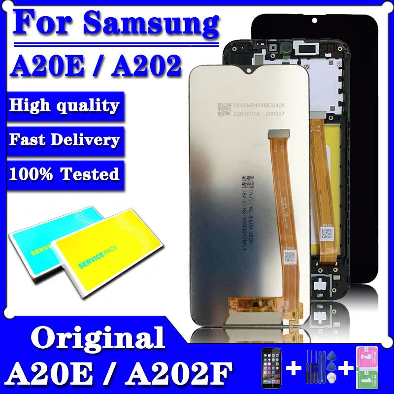 100% Оригинальный ЖК-экран для Samsung A20e LCD A202 ЖК-дисплей A202F A202DS с сенсорным