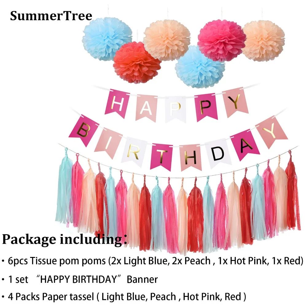 Баннер из папиросной бумаги гирлянда с помпоном для девочек и мальчиков