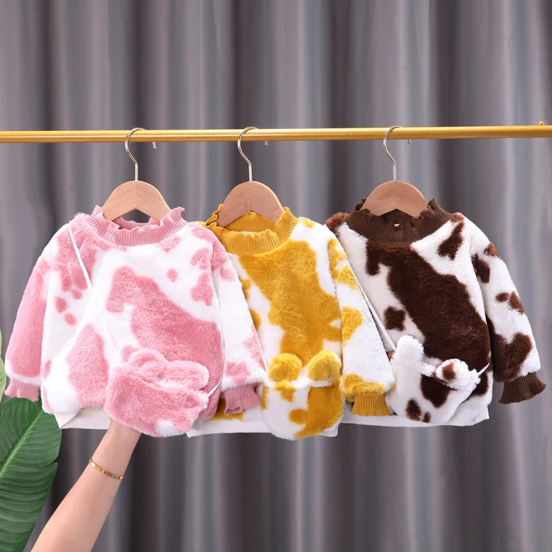 Sudadera de manga larga y gruesa para ni&ntilde;as, ropa de oto&ntilde;o e invierno-1