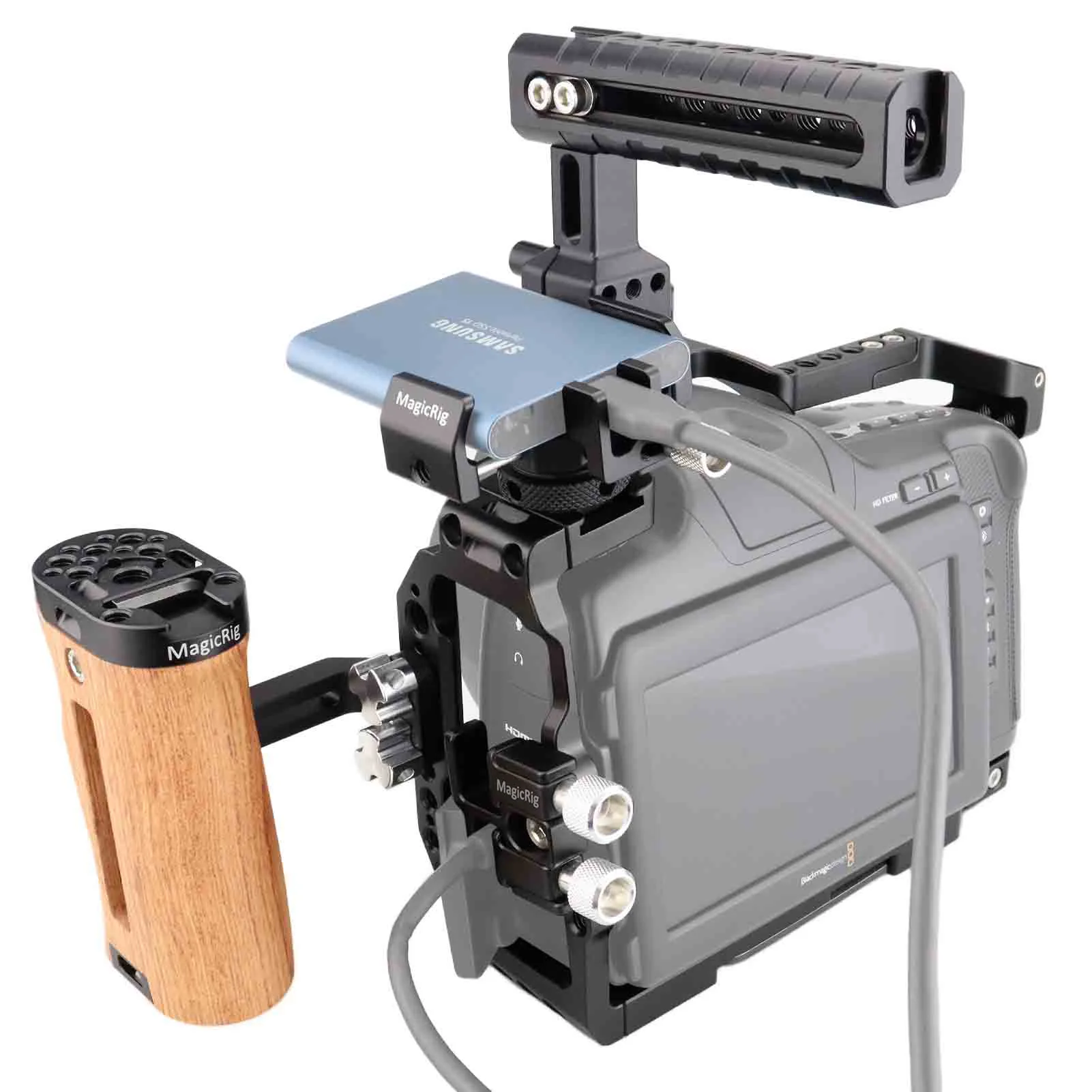Комплект клетки MAGICRIG для BlackMagic BMPCC 6K Pro с верхней ручкой в НАТО направляющими NATO