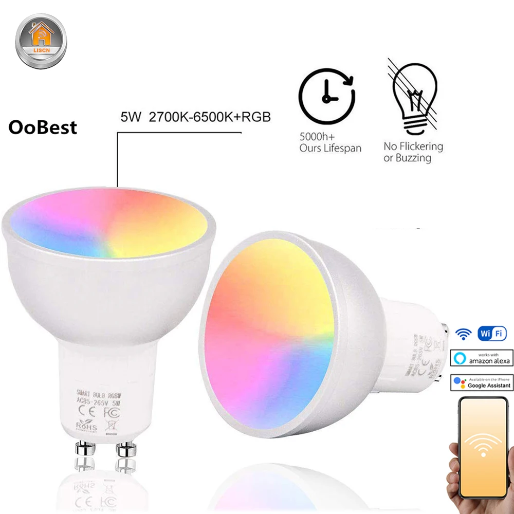 

Wifi Smart Light Bulb Home Lighting Lamp LED Color Changing Magic Bulb Alexa Google Assistant Voice Control Wake up Night Light