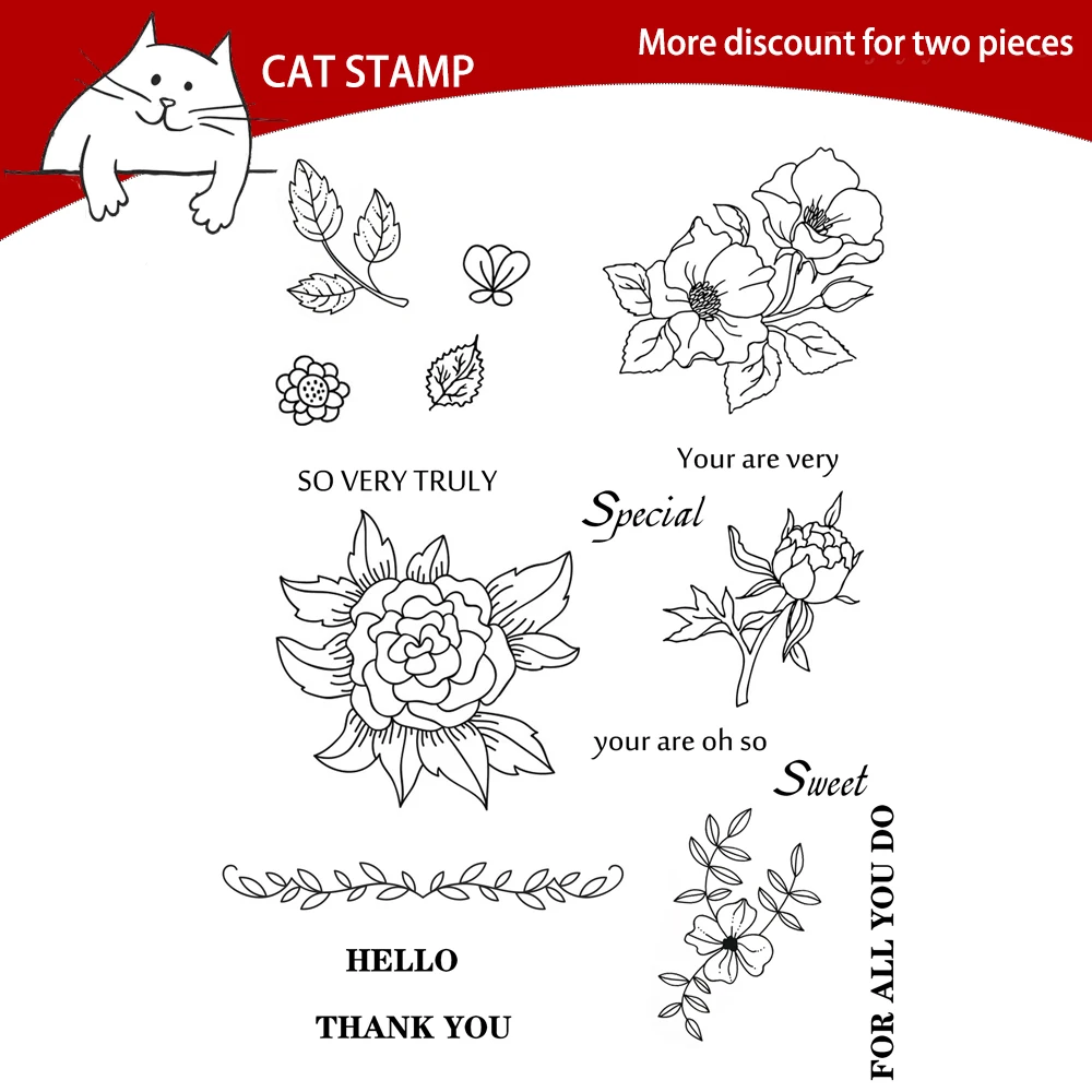 

Leaves / Flower / Petals Clear Stamps For Scrapbooking Card Making Photo Album Silicone Stamp DIY Decorative Crafts
