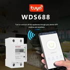 Измеритель мощности Smart Life Tuya, Wi-Fi WDS688, Din-рейка, однофазный монитор умный измеритель энергии, ток, напряжение, мощность, энергия 90-250 В