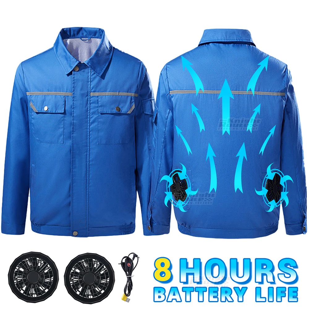 

Summer Cooling Fan Jacket Hiking Jacket Workwear Heatstroke Protection USB Power Supply Breathable Air Conditioning Clothing Men