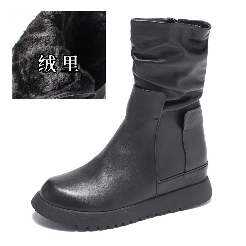 

cotton boot handmade medium boot leather cowhide women's autumn winter 2020 single boot boot