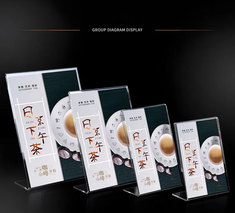A4 Vertical And Horizontal Acrylic Menu Holders Table Sign Holder Message Holders Flexible PVC Display Holders Photo Holders