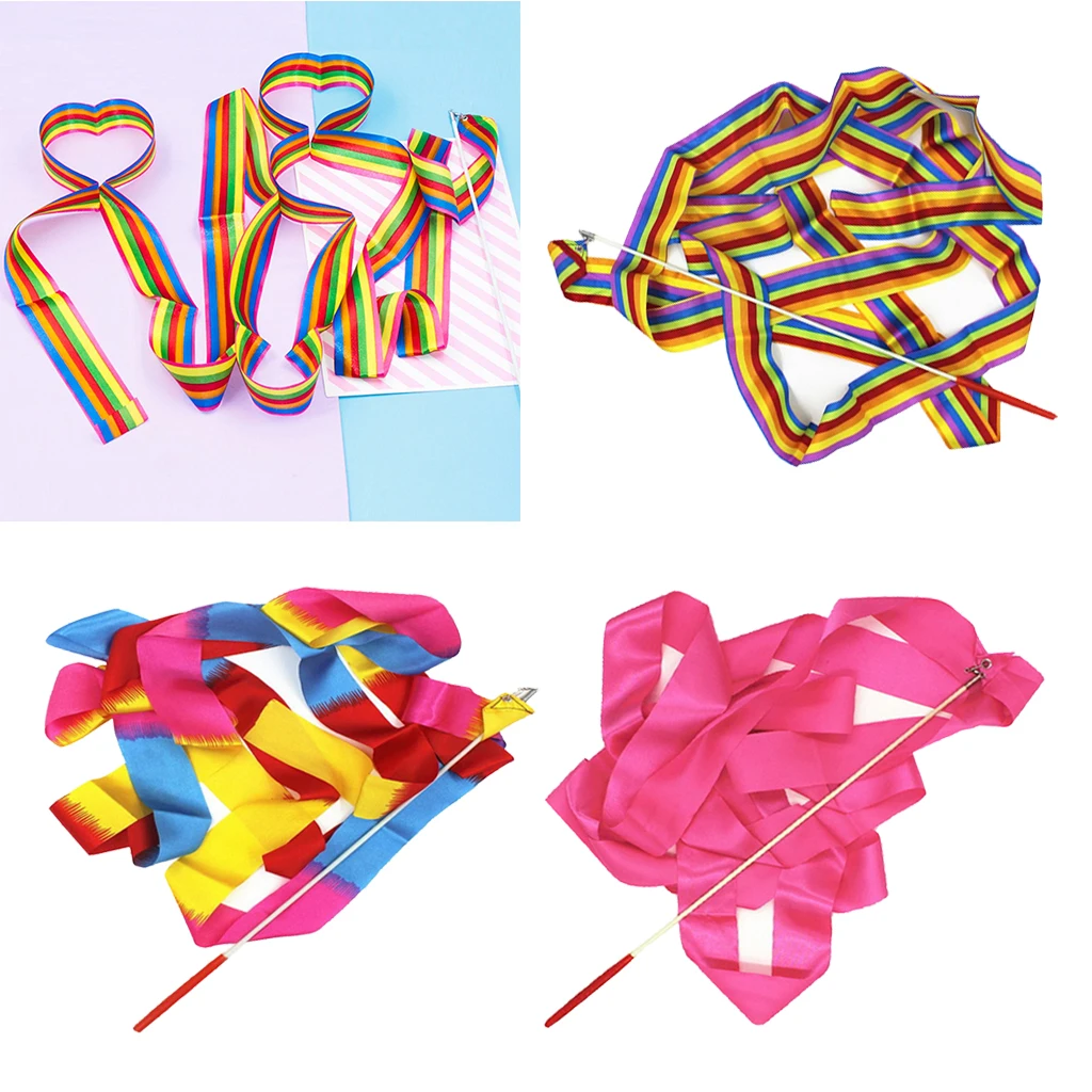 

4Meter Dance Ribbon Gymnastic Ballet Streamer Twirling Rod for Kids Children Toy