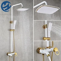 brass white golden shower faucets bathroom shower mixer shower faucet wall mounted rainfall mixer rotatble spout faucet