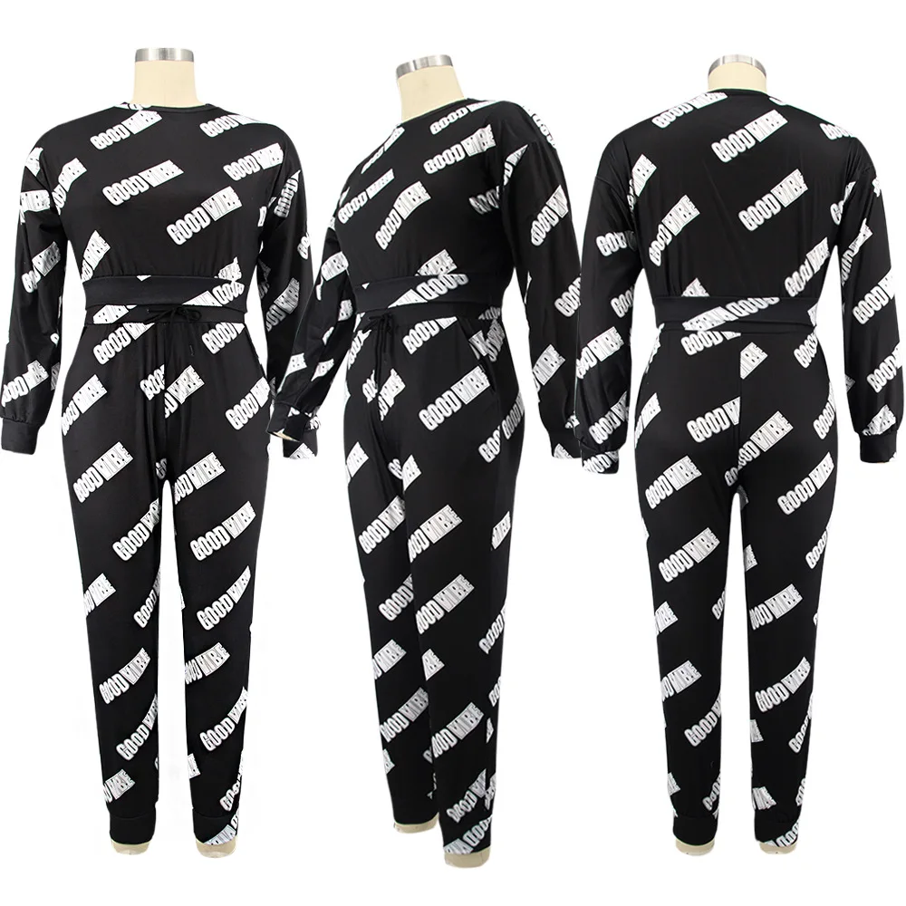 

Plus Size Women Tracksuit Set Two Piece Outfits Long Sleeve Crop Tops and Sweatpants Joggers Sweat Suit Wholesale Dropshipping