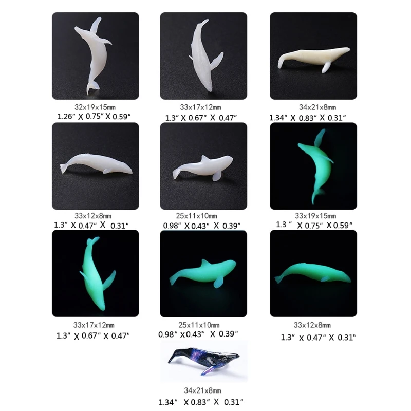 

5Pcs Mini Whale Modeling Resin Mold Ocean Luminous Whale Fillers Resin Art Craft