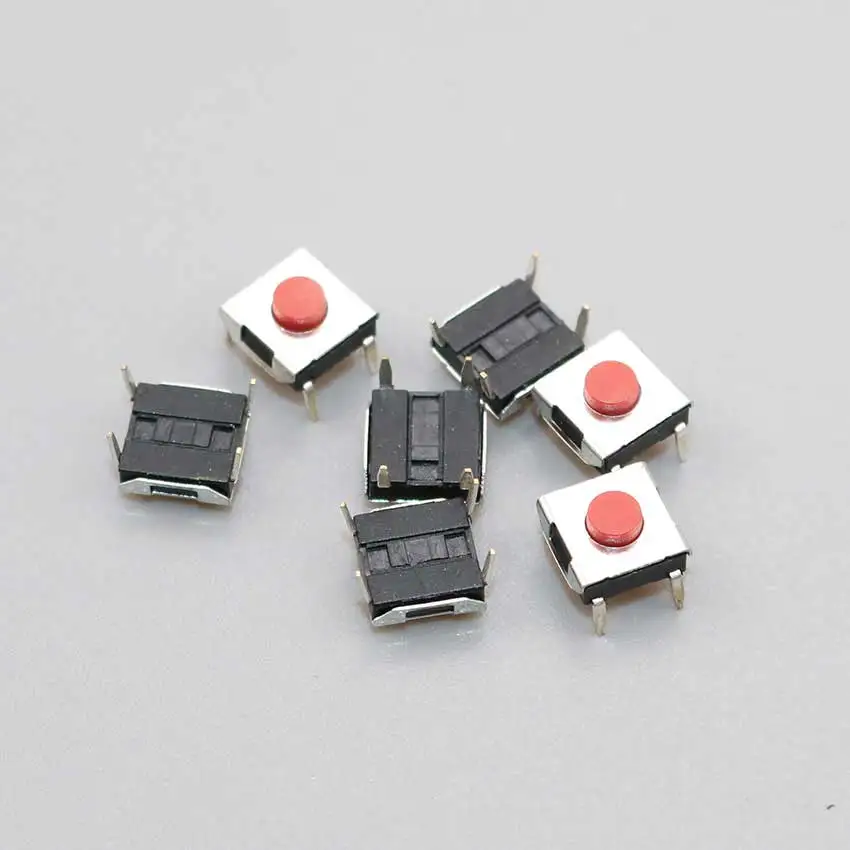 Cltgxdd 5 шт. 6x6x3 1 сенсорный выключатель Вертикальная красная кнопка DIP 4 Pin