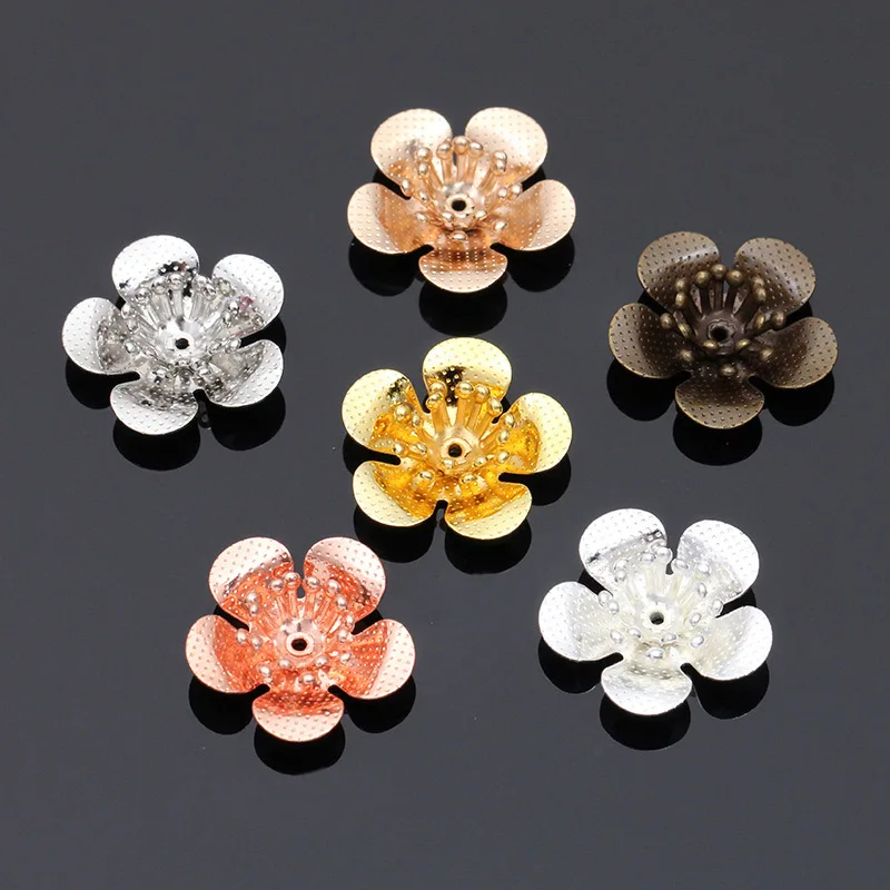

Mibrow New 20pcs/lot 18*6mm 3 Layers Copper Flower Bead Caps Filigree Loose Spacer Bead End Caps For DIY Jewelry Making Supplies
