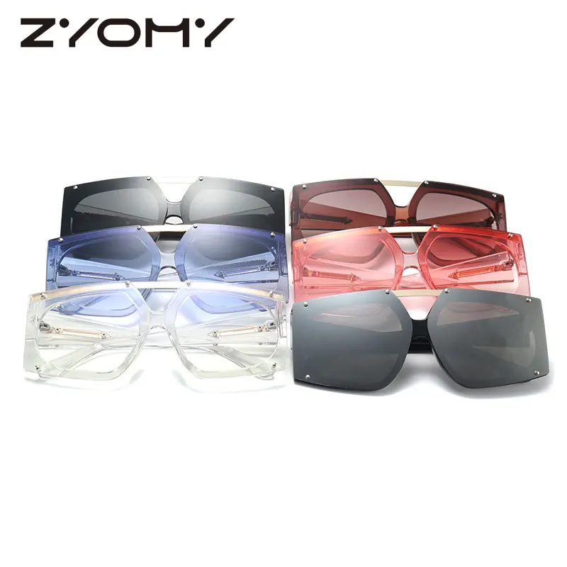 

Q Brand Designer Unique Women Sunglasses Oculos de sol Clear Lenses Square Men Shades UV400 Double Beam