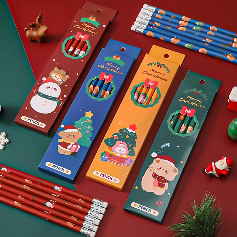 

6Pcs Christmas Series Pencil HB Sketch Items Drawing Stationery For Kids Gift