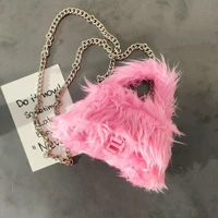 2021 fall winter cute letter b bag famous design purses furry tote mini handbags for girls ladies fur bag female
