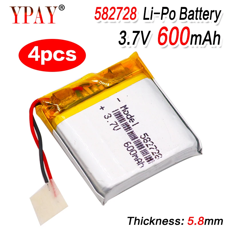 4 шт 3 7 V 600mAh 582728 Перезаряжаемые литий-полимерный аккумулятор li-ion Батарея для Q50 G700S