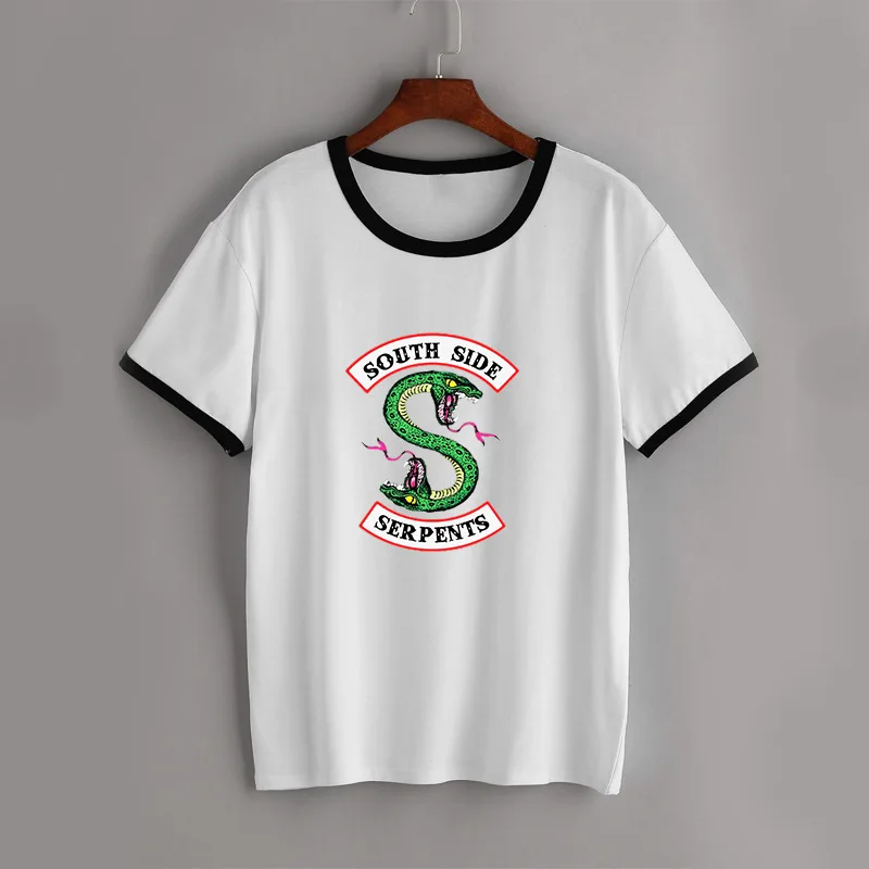 Женский костюм ривердейл белая футболка с принтом змеи и в стиле Харадзюку