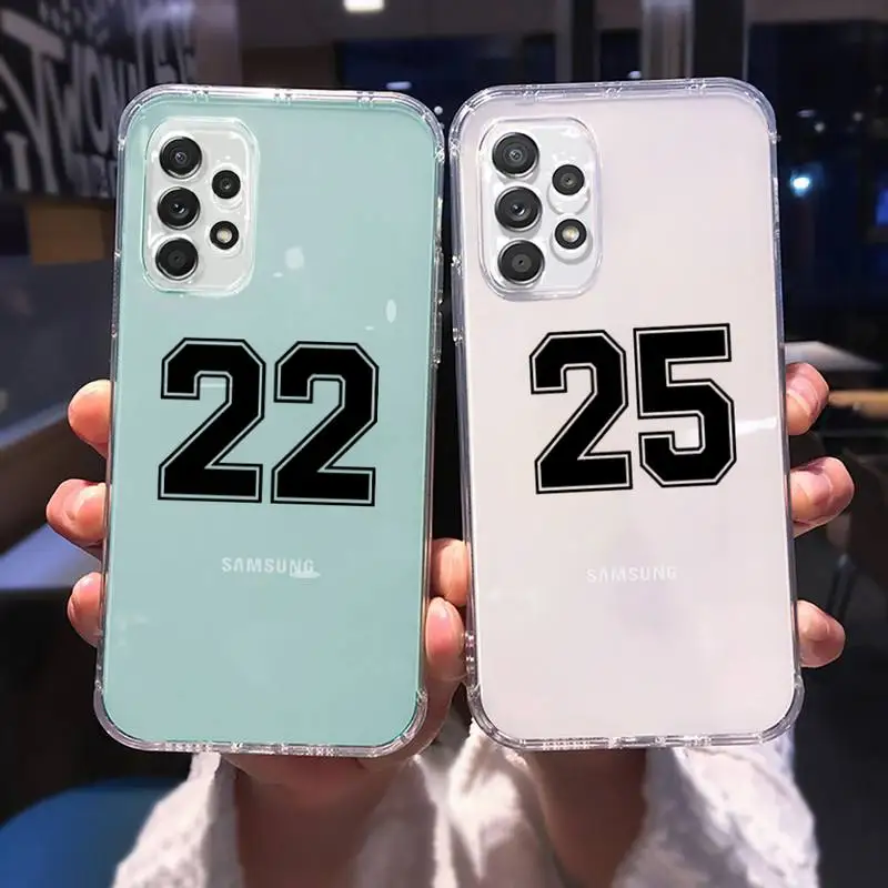 

Football Lucky number And letter Phone Case Transparent For Samsung Galaxy A S Note 9 10 51 50 71 70 80 20 21 30s ultra plus
