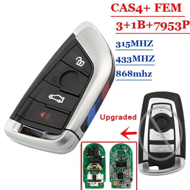 

Black Smart Remote Key Fob 4Button 315Mhz/433Mhz/868Mhz For BMW F Series CAS4+/ FEM FCC: KR55WK49863