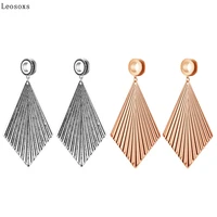 leosoxs 2 pcs jewelry new hot sale fan shaped retro ear spreading yarn gold leaf pendant ear pinna