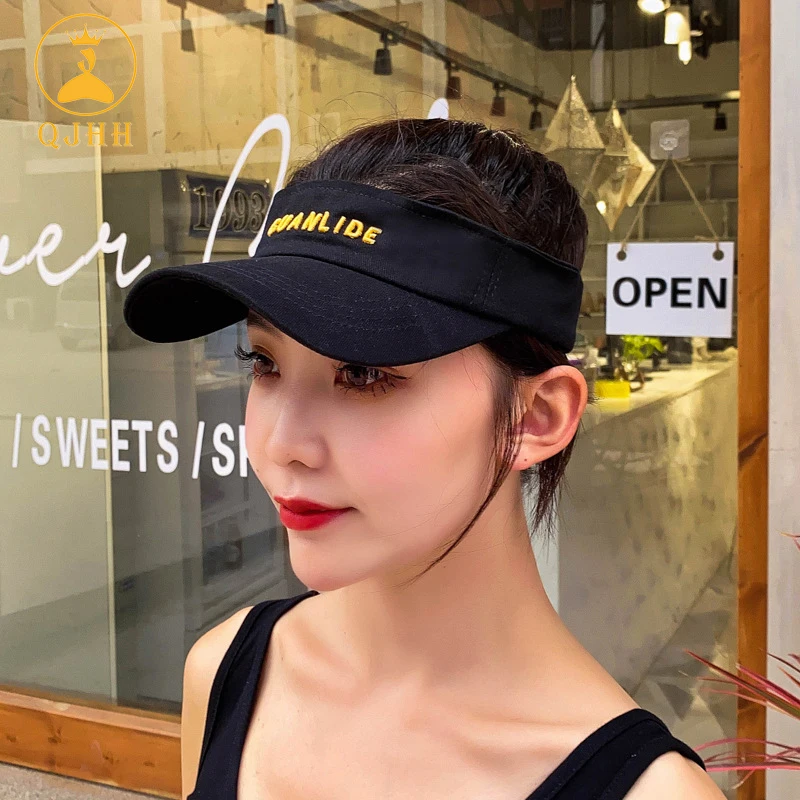 

QJHH 2021 New Style Male And Female Outdoor Korean Empty Top Hat Summer Breathable Wild Casual Sunscreen Embroidery Sunshade Cap
